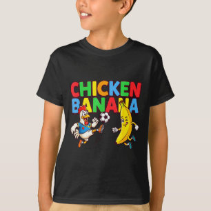 Grappige Cartoon Kip Banaan Voetbalspeler Bal Gr T-shirt