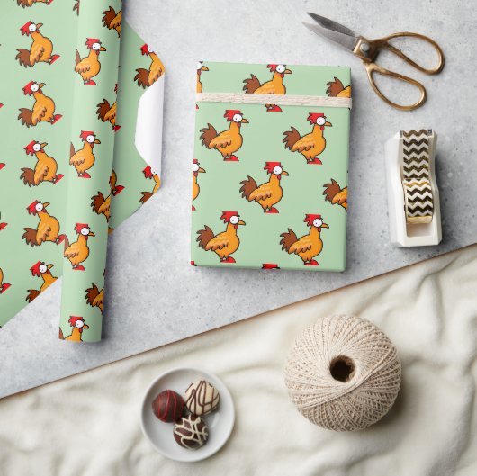 Grappige Cartoon Kip Illustratie Cadeaupapier (Crafts)