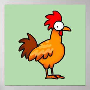 Grappige Cartoon Kip Illustratie Poster
