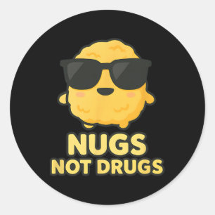 Grappige Cartoon Kipnuggets Nugs Niet Drugs Ronde Sticker