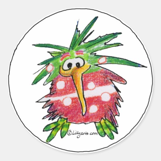 Grappige Cartoon Kiwi Vogel Ronde Sticker (Voorkant)