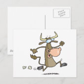 Grappige cartoon koe op de vlucht Move Briefkaart (Voorkant / Achterkant)
