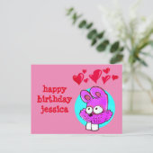 Grappige cartoon konijn Happy Birthday Bericht Briefkaart (Staand voorkant)