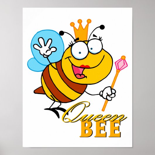 grappige cartoon koningin bij met tekst poster (Voorkant)