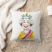 Grappige Cartoon Koningin Elizabeth II Koninklijk Kussen (Deken)