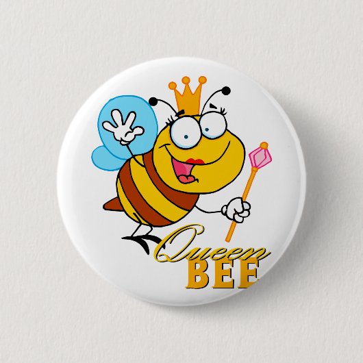 grappige cartoon koningin met tekst ronde button 5,7 cm (Voorkant)