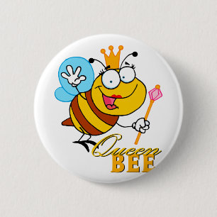 grappige cartoon koningin met tekst ronde button 5,7 cm