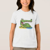 Grappige Cartoon krokodil met grote glimlach Tri-Blend Shirt (Voorkant)