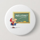 Grappige Cartoon Leraar Welkom Terug naar School Ronde Button 7,6 Cm (Voorkant)