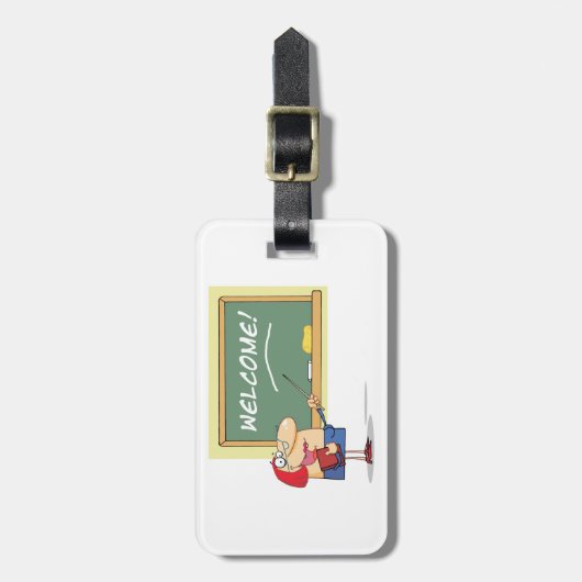 Grappige Cartoon leraar Welkom terug op school Bagagelabel (Voorkant verticaal)