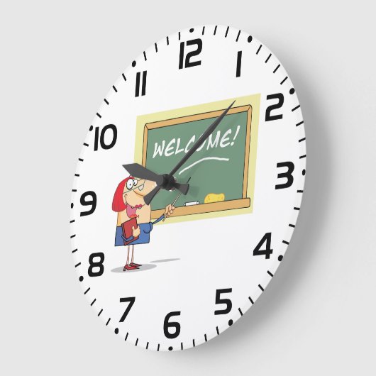 Grappige Cartoon leraar Welkom terug op school Grote Klok (Hoek)