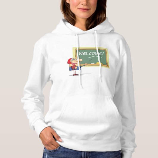Grappige Cartoon leraar Welkom terug op school Hoodie (Voorkant)