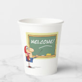 Grappige Cartoon leraar Welkom terug op school Papieren Bekers (Voorkant)