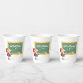 Grappige Cartoon leraar Welkom terug op school Papieren Bekers