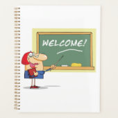 Grappige Cartoon leraar Welkom terug op school Planner (Voorkant)
