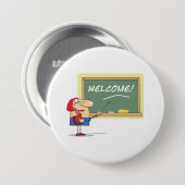 Grappige Cartoon leraar Welkom terug op school Ronde Button 7,6 Cm (Voorkant /achterkant)