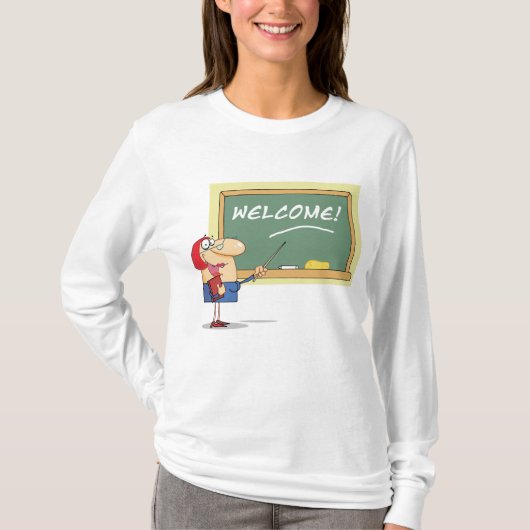 Grappige Cartoon leraar Welkom terug op school T-shirt (Voorkant)