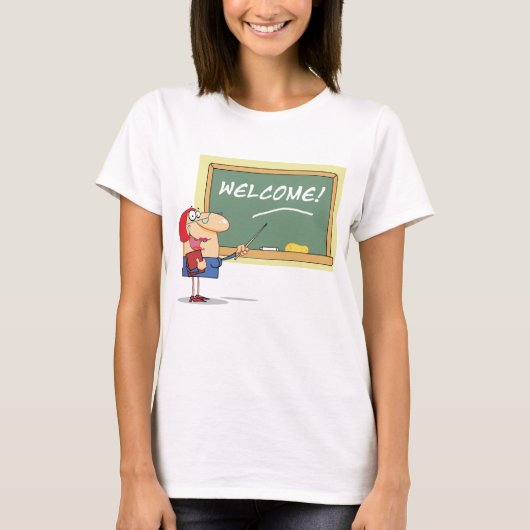 Grappige Cartoon leraar Welkom terug op school T-shirt (Voorkant)
