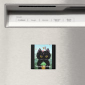 Grappige Cartoon Leuke Zwarte Kat Muis Creationart Magneet (Insitu (Vaatwasser))