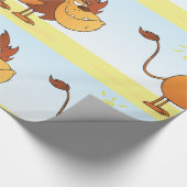 Grappige Cartoon Lion in de zon Safari Animal Cadeaupapier (Hoek)