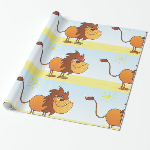 Grappige Cartoon Lion in de zon Safari Animal Cadeaupapier