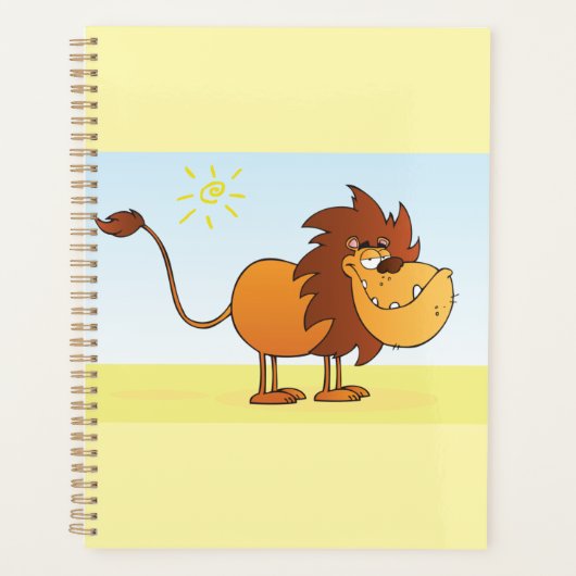 Grappige Cartoon Lion in de zon Safari Animal Planner (Voorkant)