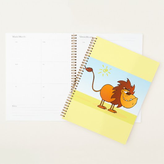 Grappige Cartoon Lion in de zon Safari Animal Planner