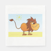 Grappige Cartoon Lion in de zon Safari Animal Servet (Voorkant)