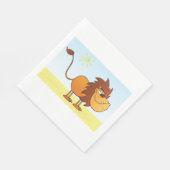 Grappige Cartoon Lion in de zon Safari Animal Servet (Hoek)