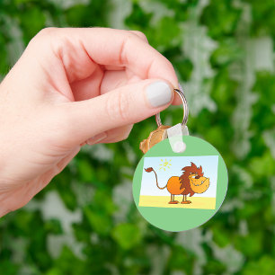 Grappige Cartoon Lion in de zon Safari Animal Sleutelhanger