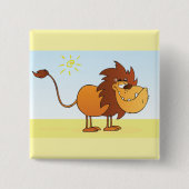 Grappige Cartoon Lion in de zon Safari Animal Vierkante Button 5,1 Cm (Voorkant)