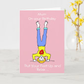 Grappige Cartoon mama Verjaardag Kaart (Gele Bloem)