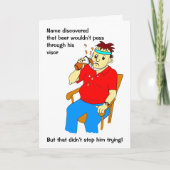 Grappige Cartoon Man Visor Bier Verjaardag Kaart (Voorkant)