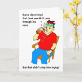 Grappige Cartoon Man Visor Bier Verjaardag Kaart (Gele Bloem)