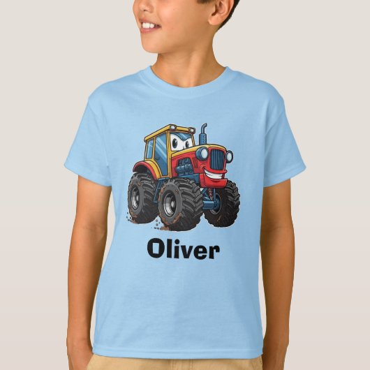 Grappige Cartoon Moddermonster Tractor T-shirt (Voorkant)