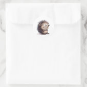Grappige Cartoon Modern Simply Classic Hedgehog Ronde Sticker (Tas)