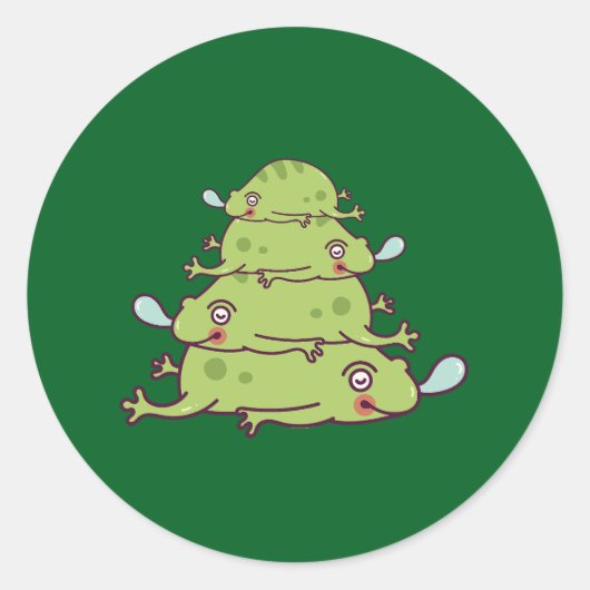 Grappige Cartoon Modern Simply Classic Kikkers Ronde Sticker (Voorkant)
