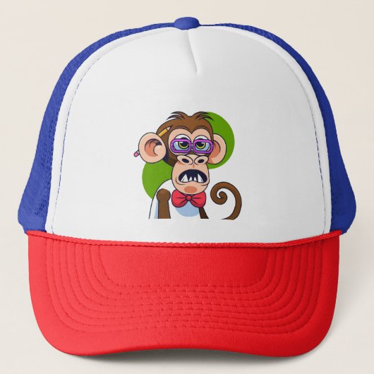Grappige Cartoon Monkey Karakterillustratie Trucker Pet (Voorkant)