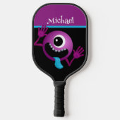 GRAPPIGE CARTOON MONSTER MET NAAM PICKLEBALL PADDLE (Achterkant)