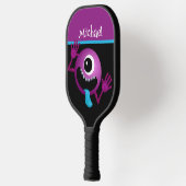 GRAPPIGE CARTOON MONSTER MET NAAM PICKLEBALL PADDLE (Links)