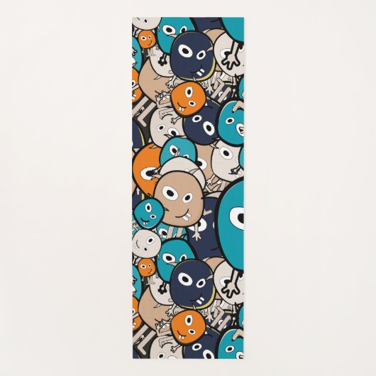 grappige cartoon monsters yogamat (Voorkant)