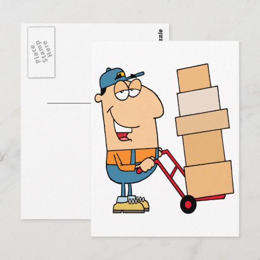 grappige cartoon mover briefkaart (Voorkant / Achterkant)