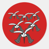 Grappige Cartoon muggen vliegen je kant op Ronde Sticker (Voorkant)