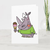 Grappige Cartoon Neushoorn Eet Ijs Cute Dier Kaart (Voorkant)