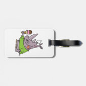 Grappige Cartoon neushoorn eten Ice Cream Cute Ani Bagagelabel (Achterkant horizontaal)