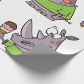 Grappige Cartoon neushoorn eten Ice Cream Cute Ani Cadeaupapier