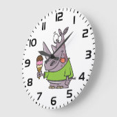 Grappige Cartoon neushoorn eten Ice Cream Cute Ani Grote Klok (Hoek)