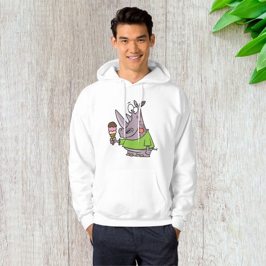 Grappige Cartoon neushoorn eten Ice Cream Cute Ani Hoodie