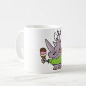 Grappige Cartoon neushoorn eten Ice Cream Cute Ani Koffiemok (Voorkant links)