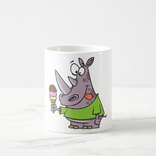 Grappige Cartoon neushoorn eten Ice Cream Cute Ani Koffiemok